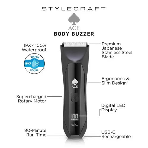 StyleCraft USB-C Rechargeable Ace Body Buzzer # SC416B - Palms Fashion Inc.