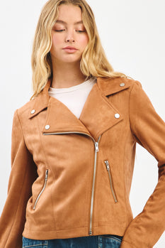 Suede Moto Biker Jacket for Coastal Style