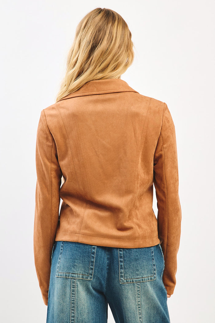 Suede Moto Biker Jacket for Coastal Style