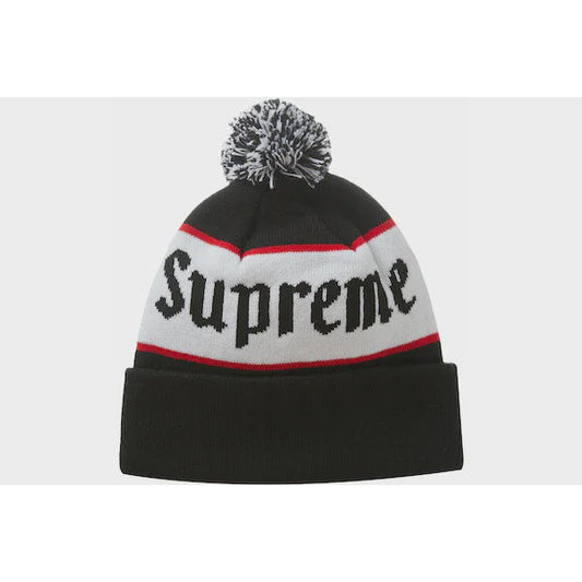 Black Supreme Alpine Beanie from the FW22 collection, a stylish and warm winter accessory for outdoor enthusiasts