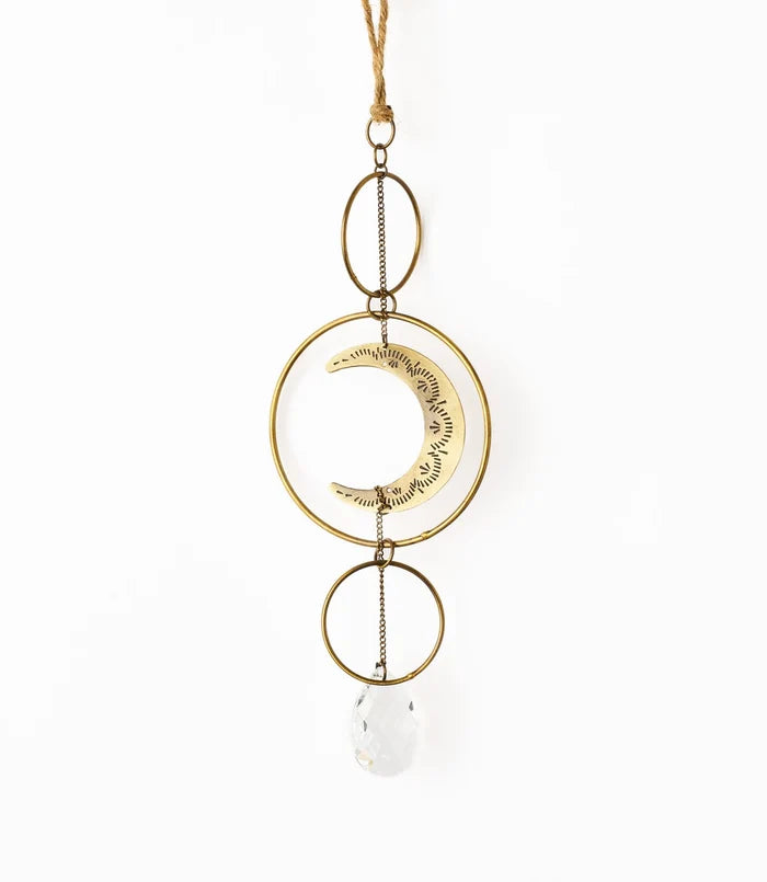 Surya Crescent Moon Brass Suncatcher