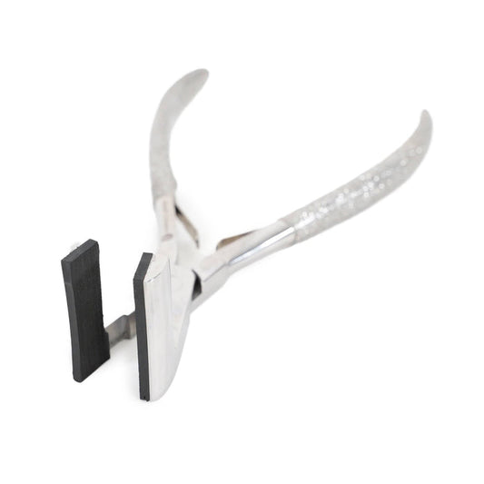 Perfect Locks Tape-In Hair Extension Pliers (Upgraded Version) feature a flat, wide black rubber-coated grip. Shown on white background.