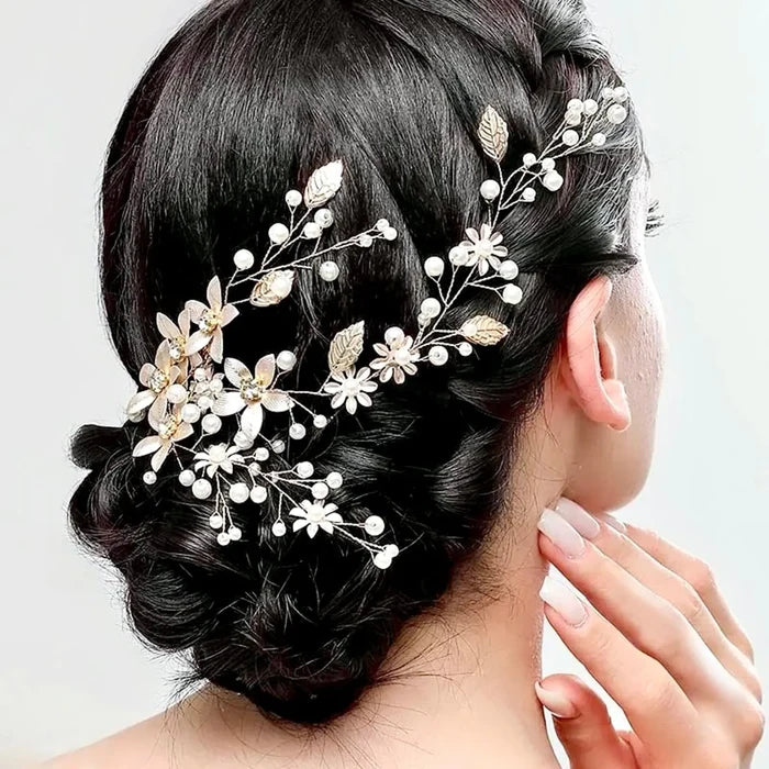 Wedding Hair Accessories - Pearl and Crystal Bridal Hair Vine - Available in Silver, Rose Gold and Yellow Gold