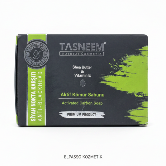 Tasneem Natural Cosmetic Aktif Kömür Sabunu kutu ön yüz