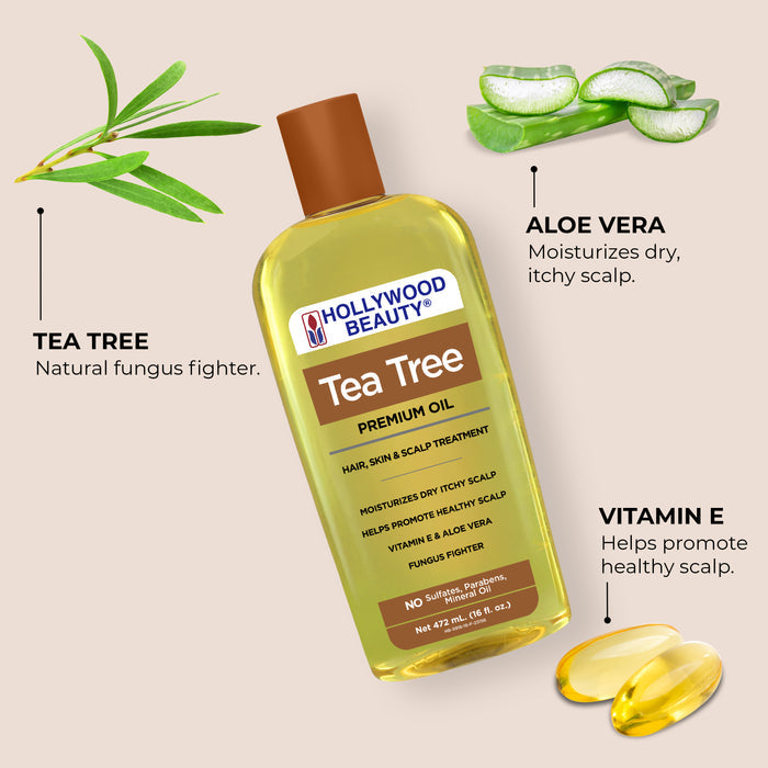 Tea Tree Premium Oil for Hair, Scalp, Skin, and Nails - 16 fl oz
