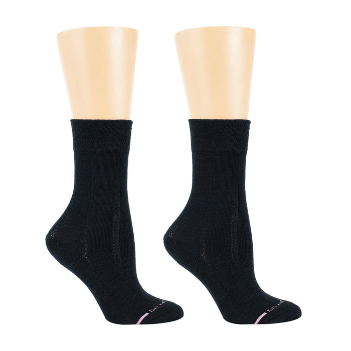 Black half-cushion socks with a textured column design, suitable for women.