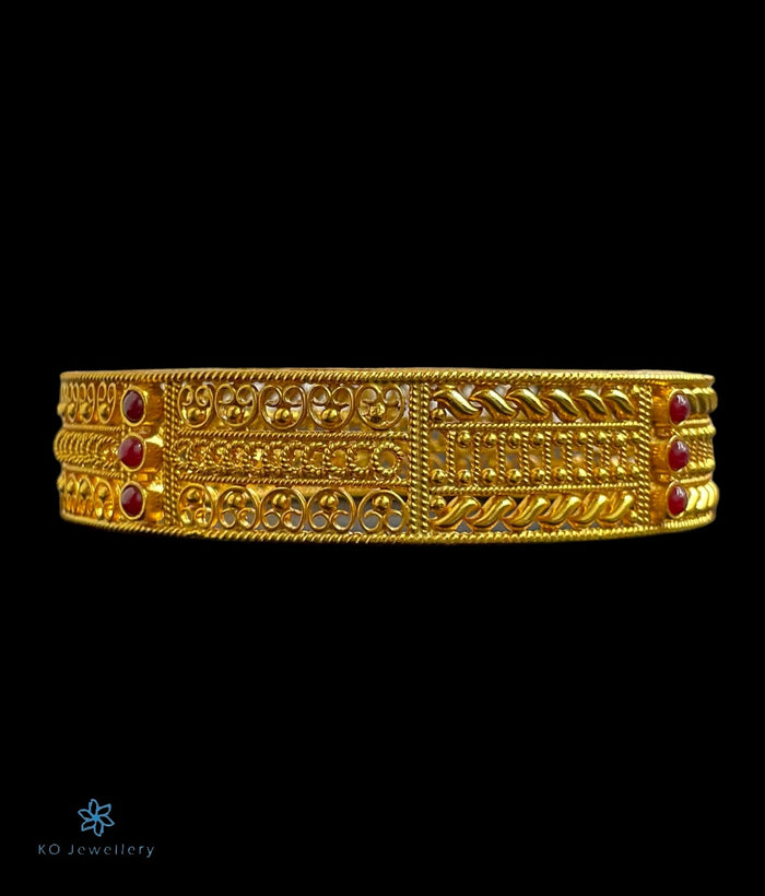 The Aditi Silver Filigree Bangle-Single (Red/Size/2.2/2.4/2.6/2.8)