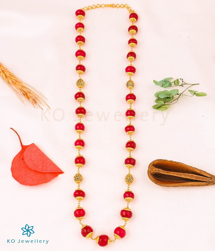 The Carnelian Gemstone Nakkasi Beads Silver Chain