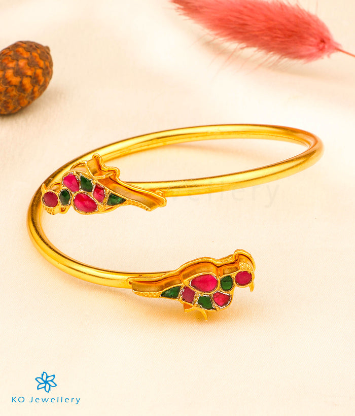 The Chayla Silver Kada Bracelet (Red/Green)