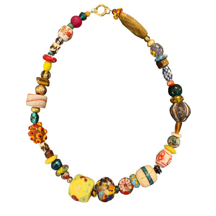 maximalist jewelry, colorful necklace, eclectic jewelry, wearable art necklace, chunky bead necklace, resort jewelry, boho luxury jewelry, curated accessories, globally inspired jewelry, boutique jewelry, fashion jewelry, collector style necklace, artistic statement necklace, vintage inspired jewelry, unique artisan necklace, colorful statement accessories