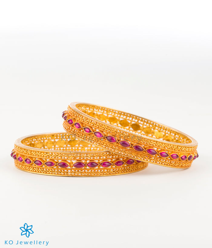 The Damya Silver Kempu Bangle-Single (Size 2.2/2.4/2.6/2.8)
