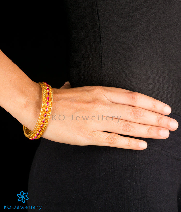 The Damya Silver Kempu Bangle-Single (Size 2.2/2.4/2.6/2.8)