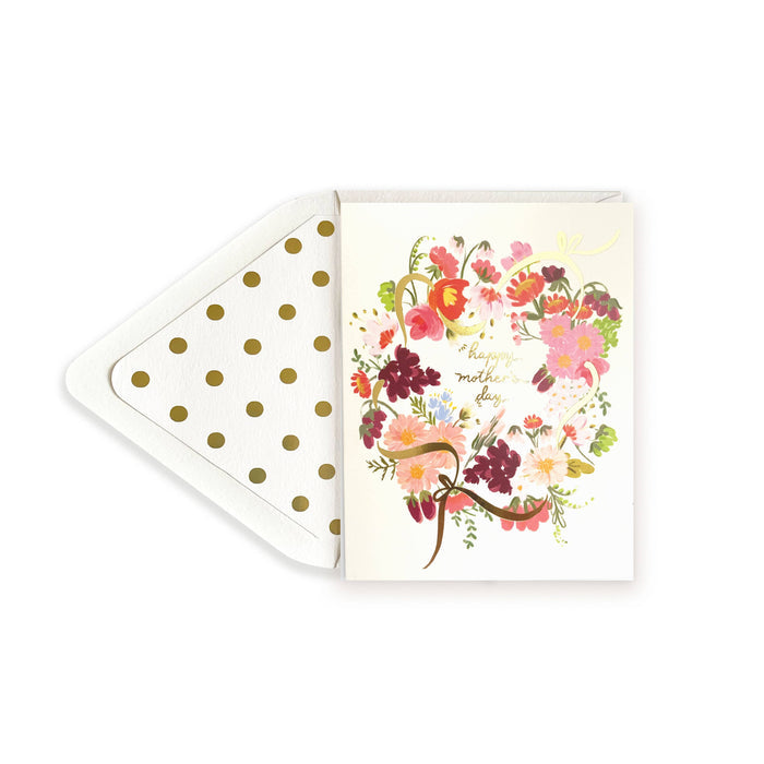 The First Snow - Spring Flowers Wreath Happy Mother's Day Greeting Card