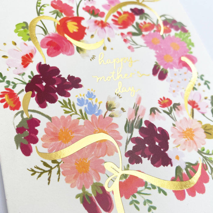 The First Snow - Spring Flowers Wreath Happy Mother's Day Greeting Card