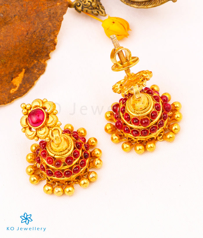 The Hanika Silver Kempu Jhumka