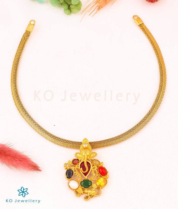 The Kapila Silver Navarathna Ganesha Pendant