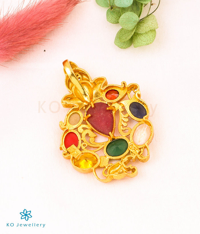 The Kapila Silver Navarathna Ganesha Pendant