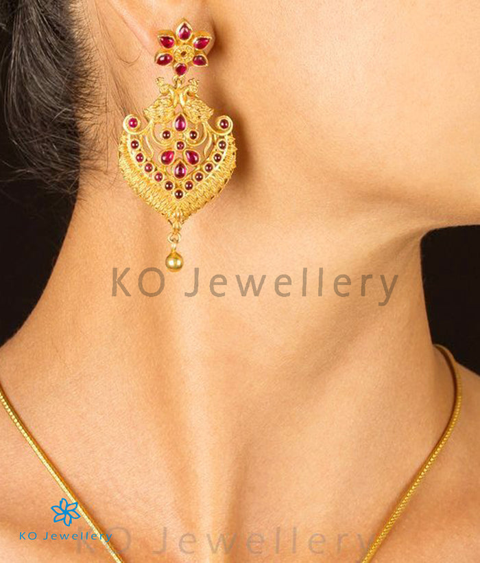 The Marala Silver Peacock Earrings(Green)