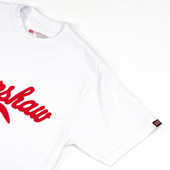 The Marathon Clothing Limited Edition Crenshaw Tee - White/Red - A stylish and eye-catching white and red tee with the Crenshaw logo