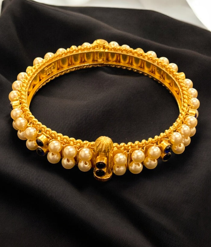 The Prisha Silver Pearl Bracelet Muttina Bale -Single ( Blue /Size /2.2/2.4/2.6/2.8)