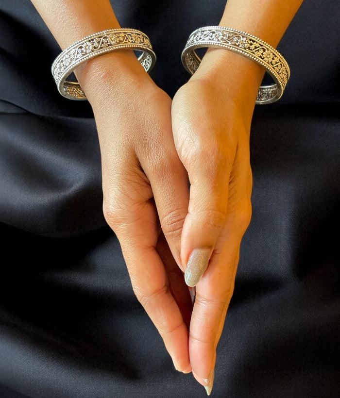The Pushpita Silver Filigree Bangle- Single (Size /2.2/2.4/2.6/2.8)
