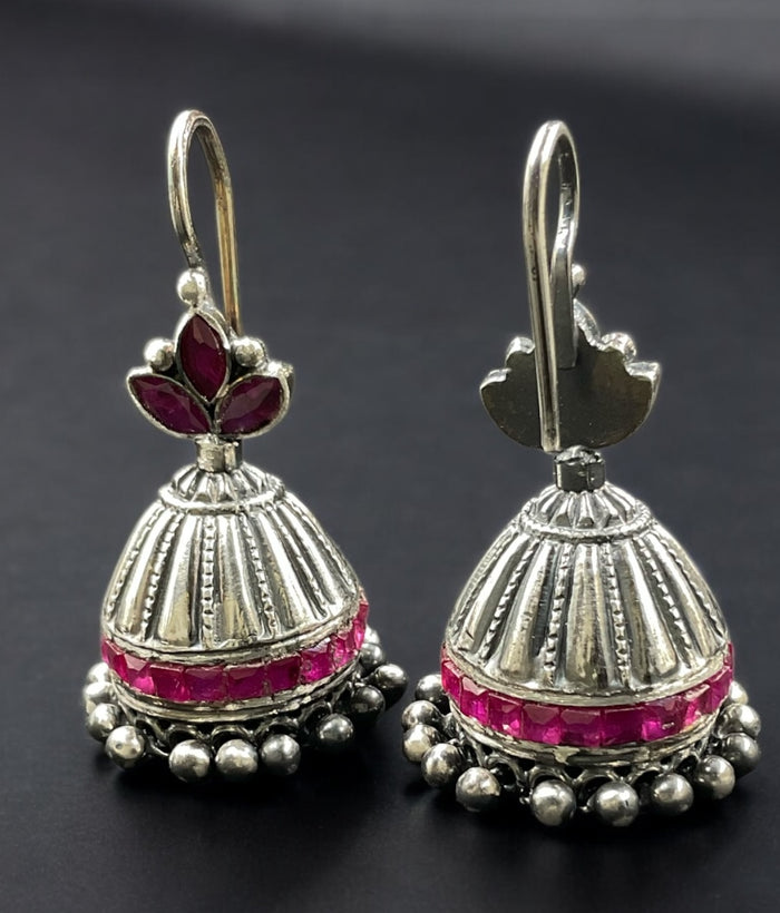 The Sarojini Silver Hook Jhumka