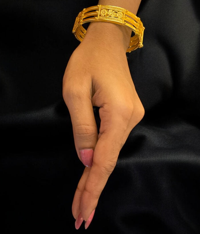 The Sharanya Ornate Silver Bracelet-Single (Size /2.2/2.4/2.6/2.8)