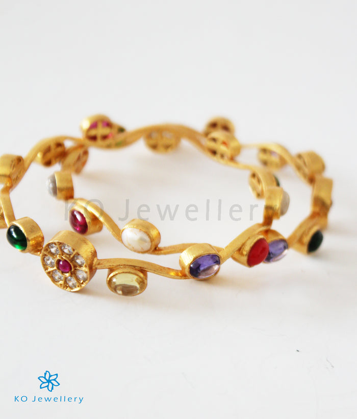 The Soma Silver Navratna Bangle (Size 2.2/2.4/2.6/2.8)