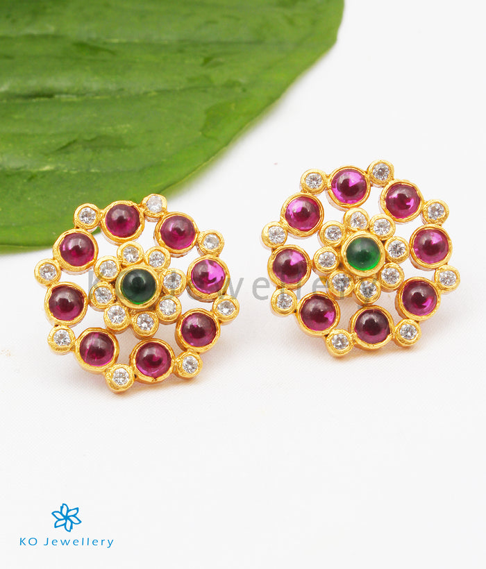 The Yajata Silver Ear-studs (Red)