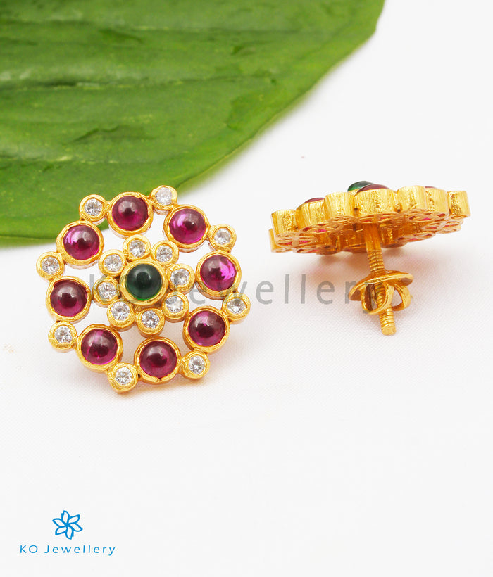 The Yajata Silver Ear-studs (Red)