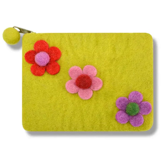 Three Flower Coin Purse Yellow