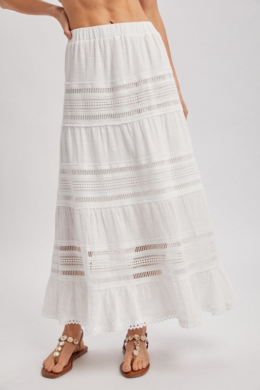 Timeless Eyelet Ruffled Maxi Skirt