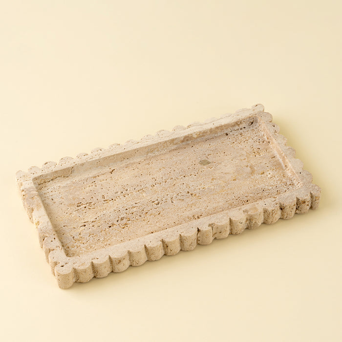 Travertine Scalloped Rectangular Tray - Magnolia Lane co. Home + Garden + Gift
