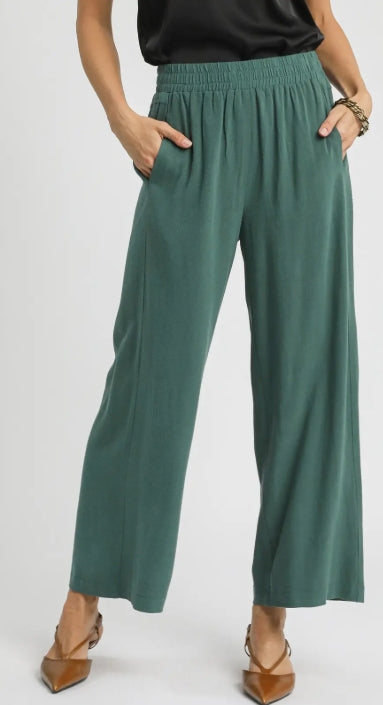 Trendy Linen Wide Leg Pants with Pockets