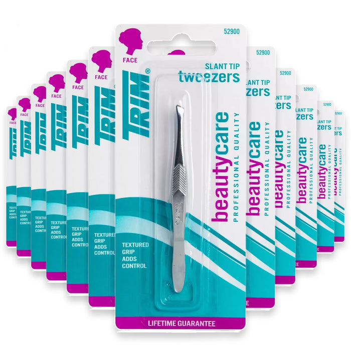 TRIM Slant Tip Tweezers - 24 Pack