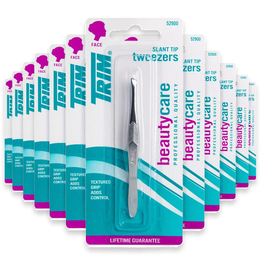TRIM Slant Tip Tweezers - 24 Pack