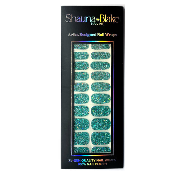 Turquoise Glam No Light Gel Nail Wraps (NLG)