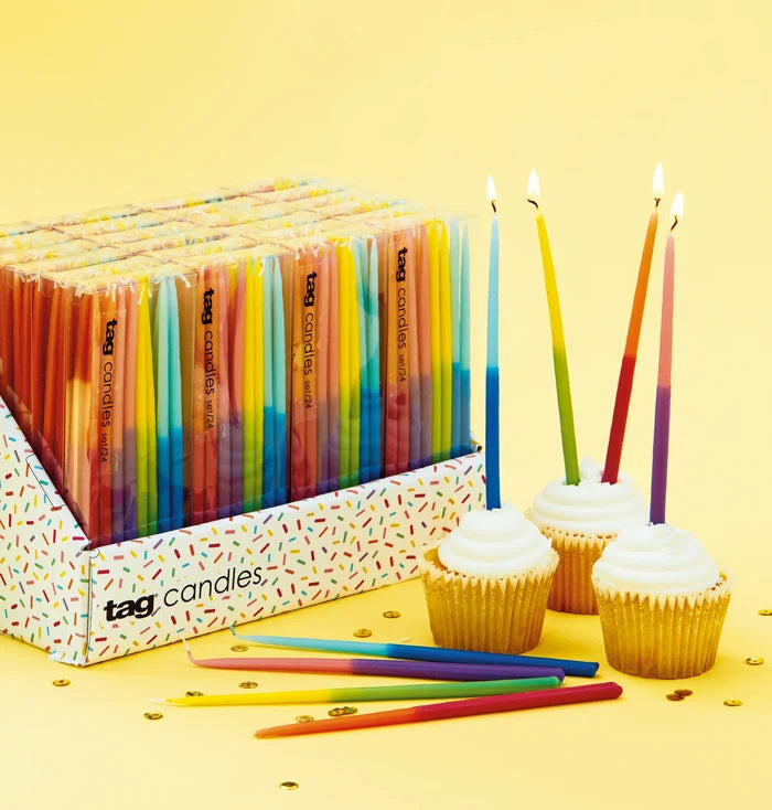Two-Tone Tall Birthday Candles - Set of 24