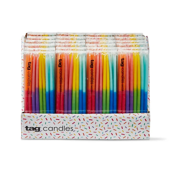 Two-Tone Tall Birthday Candles - Set of 24
