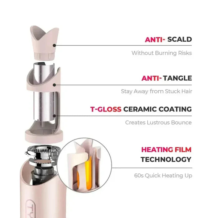 Create loose beach waves with TYMO CLAMGO, T-Gloss ceramic coating for shine