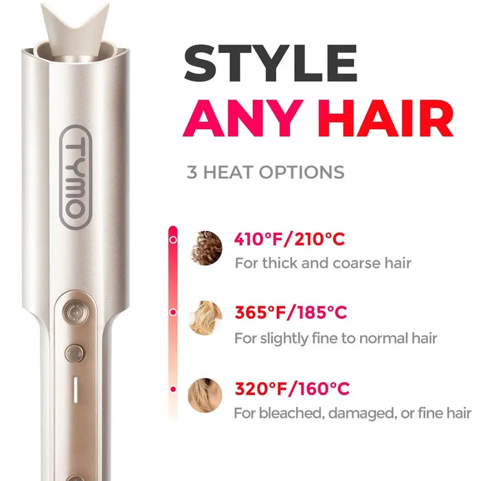 TYMO CURLPRO PLUS sleek hair curling wand — one-tap automatic styling.