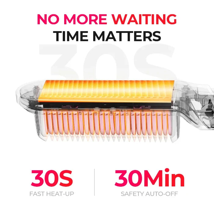 TYMO FLIPRO comb for straightener heats in 30s, auto-off in 30min - portable styling.