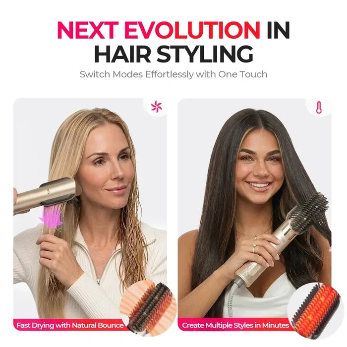 TYMO 2-in-1 hair styling brush, one-touch mode switch, fast blow drying wet hair, create salon hairstyles on dry hair