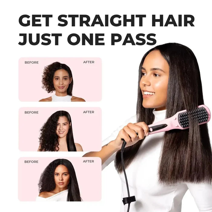 TYMO iONIC MINI PINK best hair straightener brush for quick one‑pass smoothing