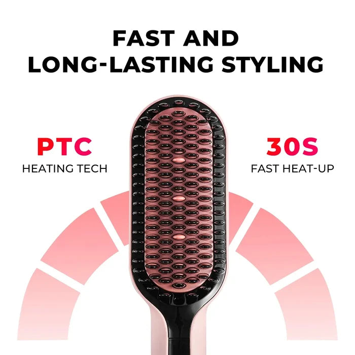 TYMO iONIC PLUS PINK straightening brush for black hair, travel dual‑voltage