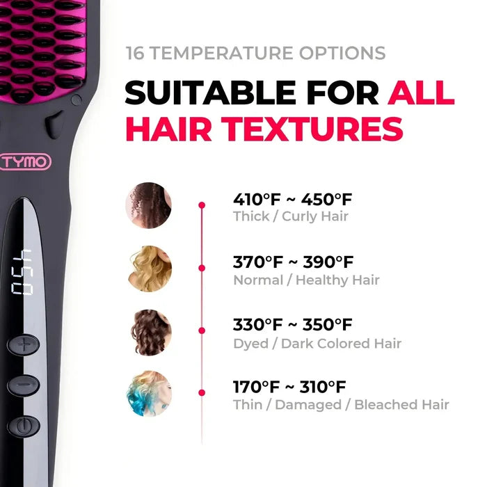 Straightening brush with heat — TYMO iONIC, 16 temperature options