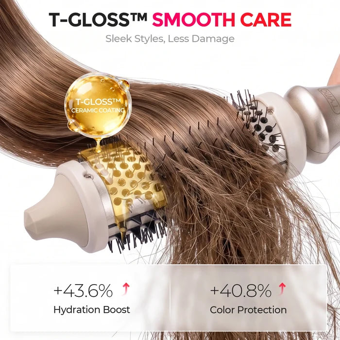 TYMO T-Gloss ceramic coating hair brush, hydration boost and color protection for less damage