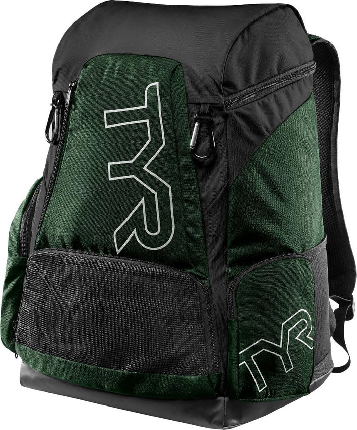 Green TYR Alliance Team Backpack 45L with black design and white logo