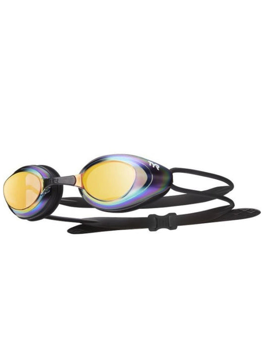 Tyr Black Hawk racing mirrored swim goggles in silver frame