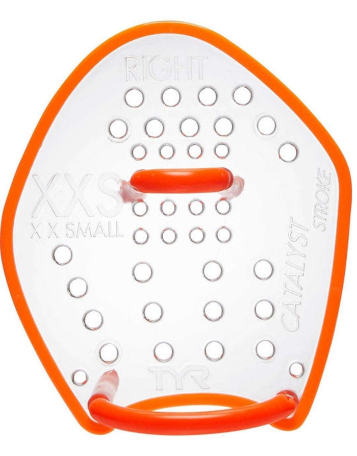 Tyr Catalyst Stroke white orange swim fin with grip holes